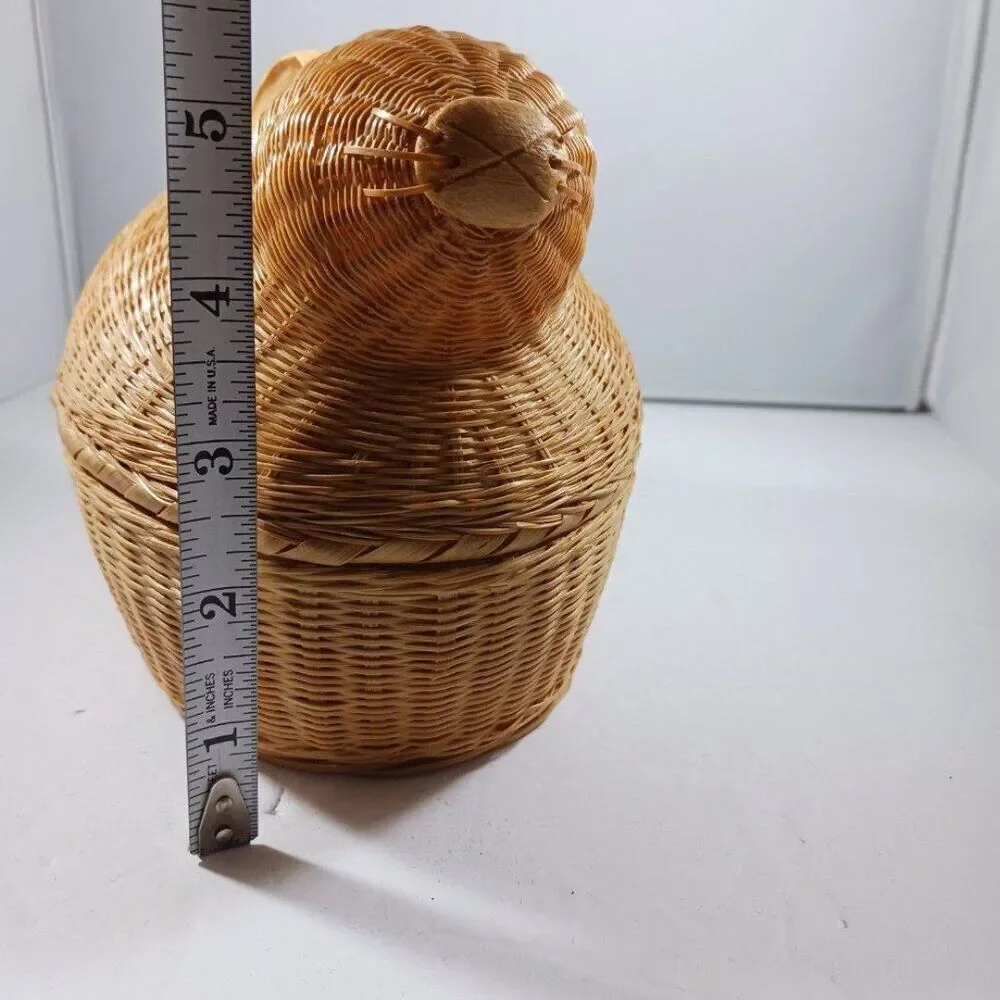 Vintage Wicker Basket-Rabbit Missing Eyes